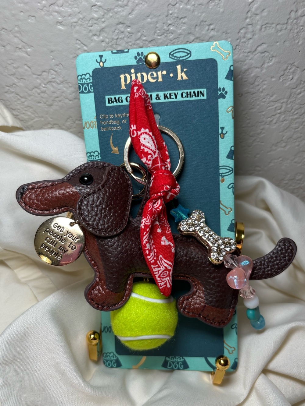 🎾 Piper K Dachshund Bag Charm Keychain